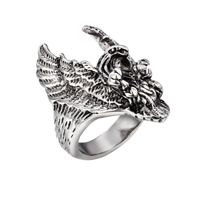 MEN\'S AMERICAN BIKER EAGLE 316L STAINLESS STEEL RING