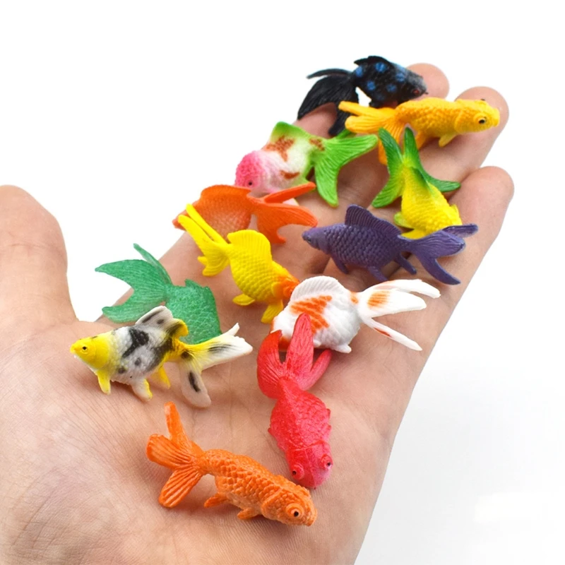 12 Pcs/Set Soft PVC Goldfishes Models Epoxy Filling Material Crystal Ocean Resin 3D Mini Fish Modeling Filler