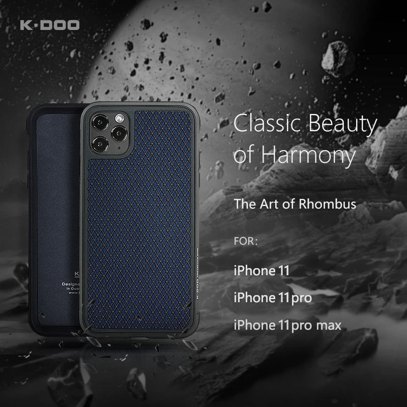 

K-Doo Altra Series Anti-Broken 3 Meters Back Cover,Metal Frame,Mobile Phone Case,Rhombus Pattern for iPhone 11,11Pro,11Pro Max