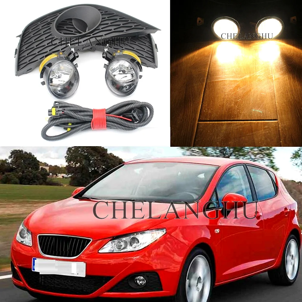 Światła samochodowe do Seat Ibiza 2009 2010 2011 2012 Przednie halogenowe światła przeciwmgielne / Przewody / Osłona kratki świateł przeciwmgielnych / Zestaw żarówek