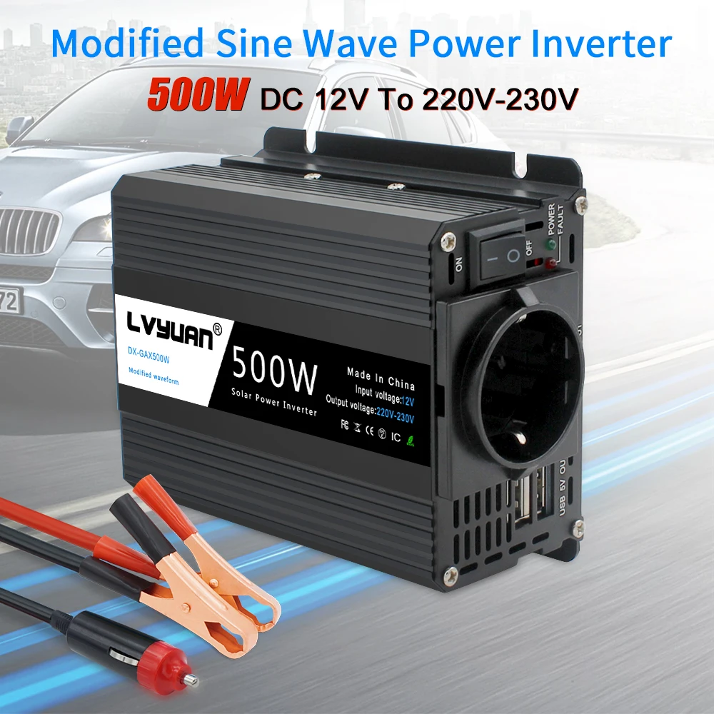 Inverter 12v 220V 500W EU Car Inverter Solar Inverter Inverter For Christmas Webasto 12 volts Inversor12v 220 v Car ac