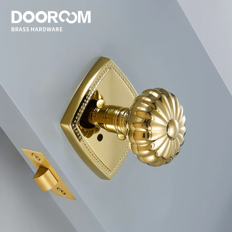 Dooroom Privacy Deurslot Set Shiny Gold Pvd Keyless Knop Badkamer Slaapkamer Klink Pompoen Zoals