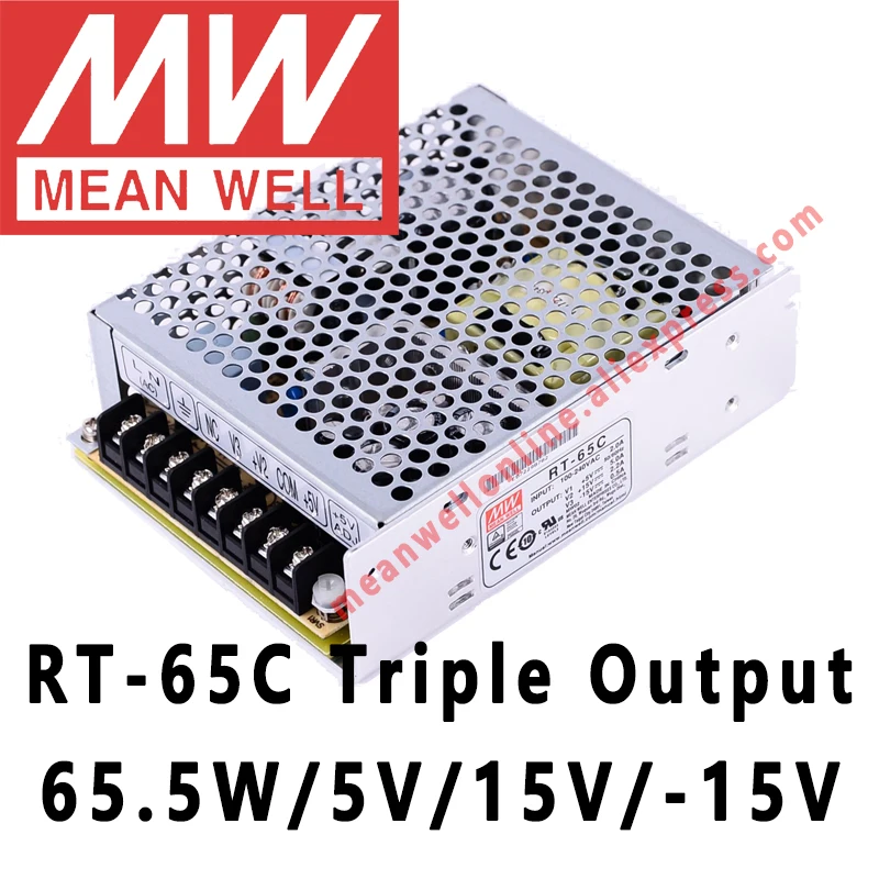 Mean Well RT-65C 5V/15V/-15V AC/DC 65.5W Triple Output Switching Power Supply meanwell online store