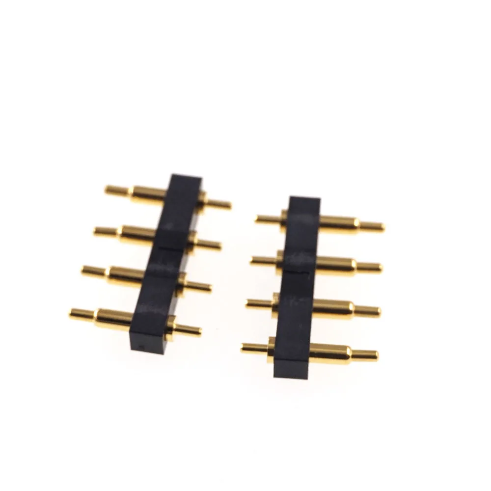 5pcs Spring Loaded Pogo Pin Connector 4 Pin 4.0 mm Pitch 8.0 mm Height Through Holes PCB Vertical Single Row 4 Poles 2A 36V Rate