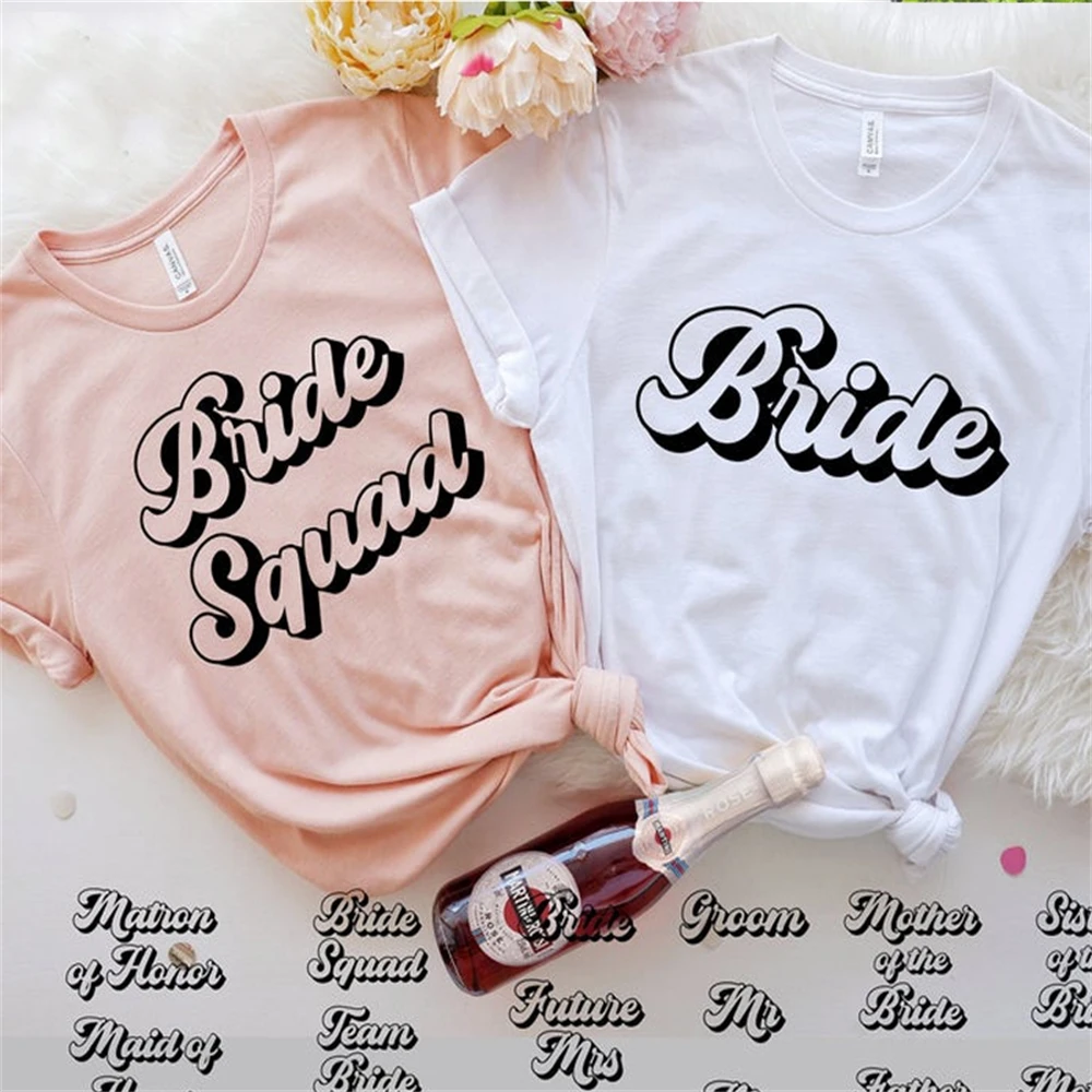 women's t-shirt katoen o nek women's wedding bridal party plus size shirts bride squad bachelorette party tshirt grafische