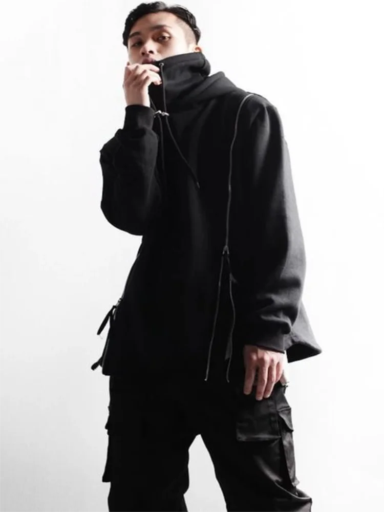 Men's Long Sleeve Hoodie Spring And Autumn Classic Dark Personality Zipper Stitching Youth Leisure Loose Large Size Hoodie