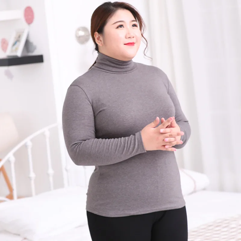 Super size women's fat MM high collar bottoming shirt 100 kg thermal underwear long-sleeved T-shirt ladies tight pajamas