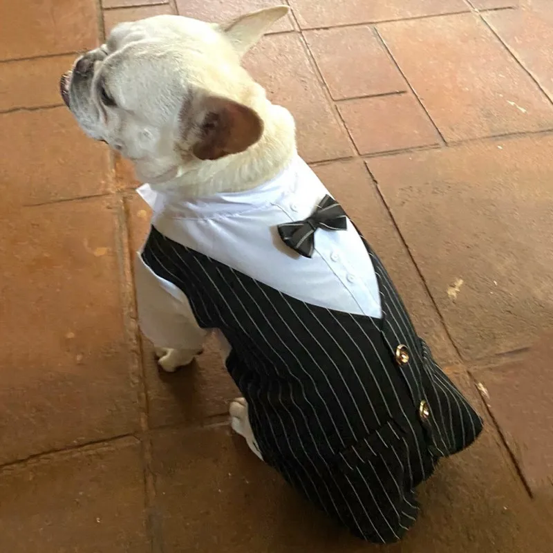 Gentleman Dog Clothes Wedding Suit Formal Shirt For Small Dogs Bowtie Tuxedo Pet Outfit Costume For Cats Spring And Summer Suits