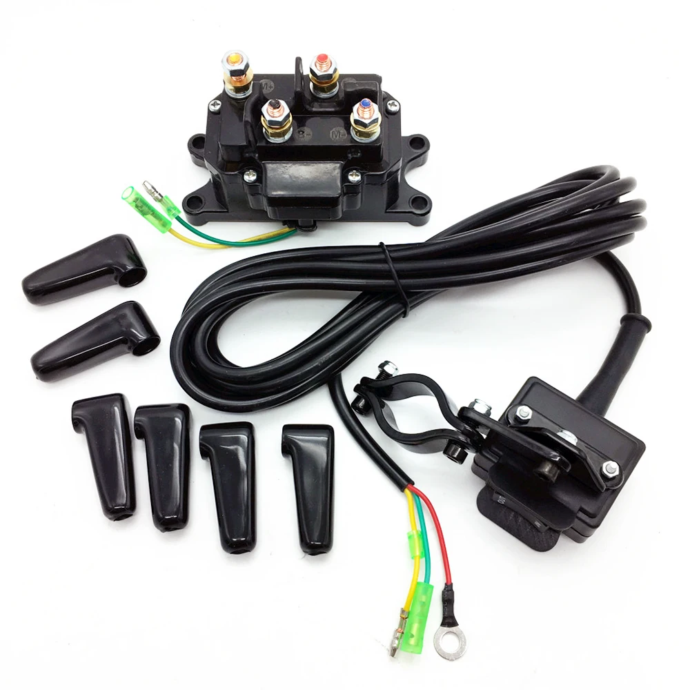 Wow 12V Solenoid Relay Contactor Winch Rocker Thumb Switch Combo with Handlebar Control Kit ATV UTV for Polaris 800 1000 ...