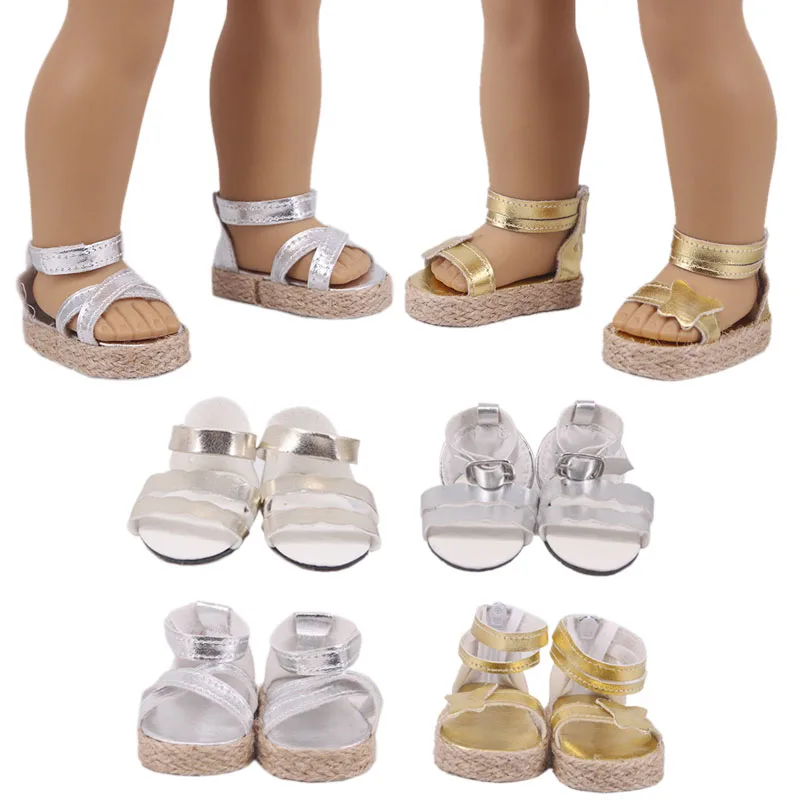 Sepatu Boneka Pas 18 Inci 43Cm Sandal Musim Panas Keren untuk Hadiah Festival Aksesori Boneka Bayi Baru Lahir 18 Inci Amerika & 43Cm