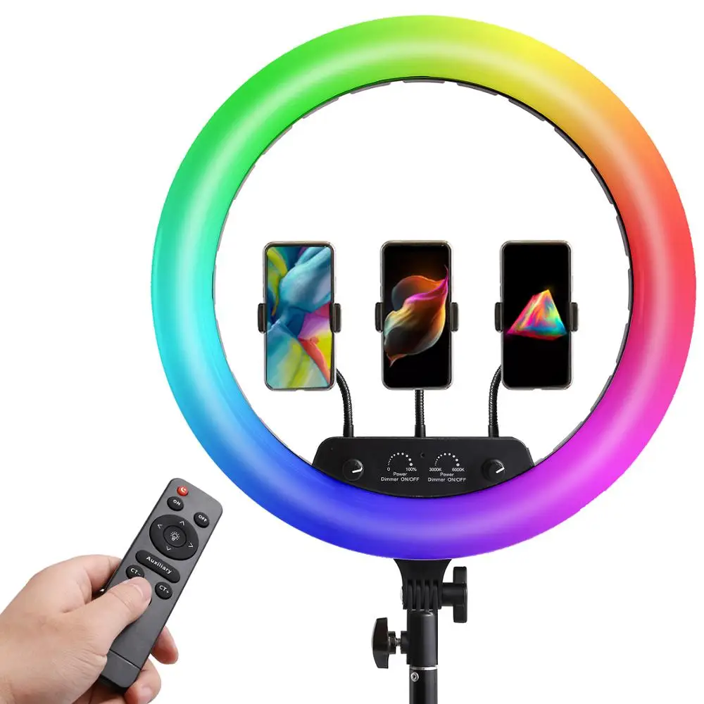 14Inch 18inch Led RGB Ring Light Remote Control Camera Phone Photography Large Lamp NO Tripod For shooting makeup video studio