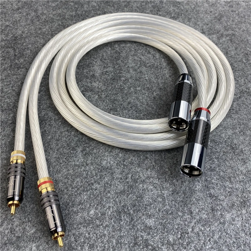 Pair 5N Silver Plated 2RCA Male TO XLR Female Plug Audio Cable HIFI audio connection cable  balance cable