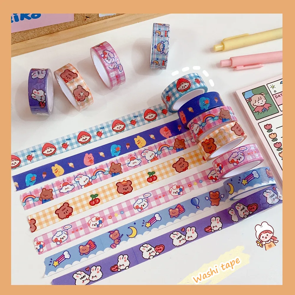 MINKYS-cinta adhesiva decorativa Washi para diario, bonito oso, conejo, regalo Kawaii, papelería escolar, 5M, recién llegado