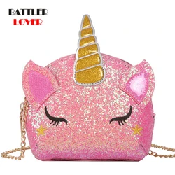 Flash Unicorn Flap Handbags Womens PU Leather Crossbody Bags Summer Phone Bags Casual Sling Chain Messenger Ladies Shoulder Bags