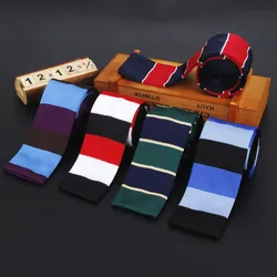 New Fashion Male Knit Tie Brand Skinny Slim Designer Mens Knitted Neck Ties Cravate Narrow Skinny Stripe Neckties For Men