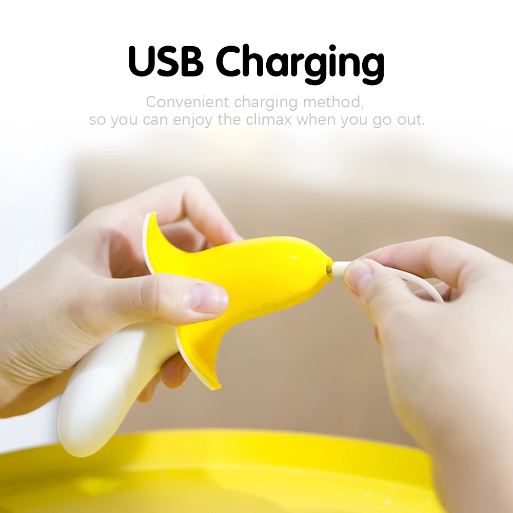 هزاز على شكل موز للنساء، محفز مهبل البظر مع التحكم في التطبيق، دسار لطيف مقاوم للماء، لعبة جنسية للبالغين أنثى