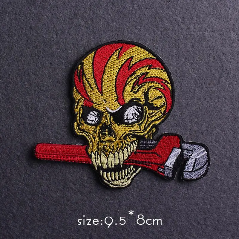 فاسق الملاكم التصحيح هيكل جمجمة الحديد على بقع للملابس المطرزة بقع للملابس زين شارة التصحيح شريط لاصق