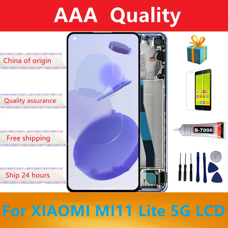 

Tested 6.55" Display for Xiaomi Mi 11 Lite LCD Touch Screen Digitizer For Xiaomi Mi11 Lite 5G Display Repair Parts