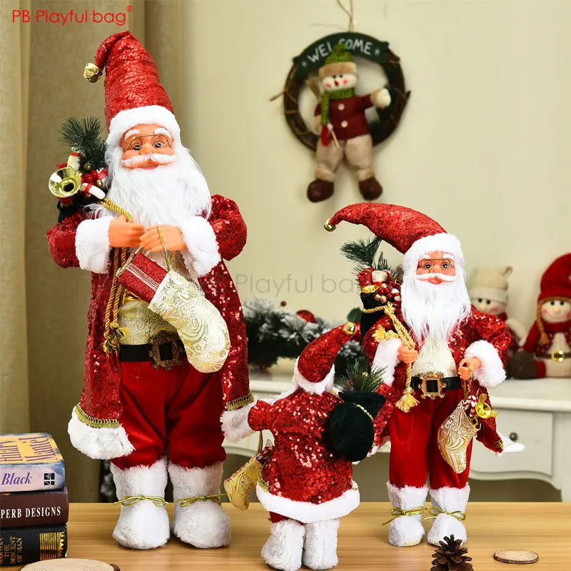 Playful bag 2020 Christmas Santa Claus Dolls Christmas party decoration Kid's gift New Year ornament Santa Toys 60/45/30cm AA36