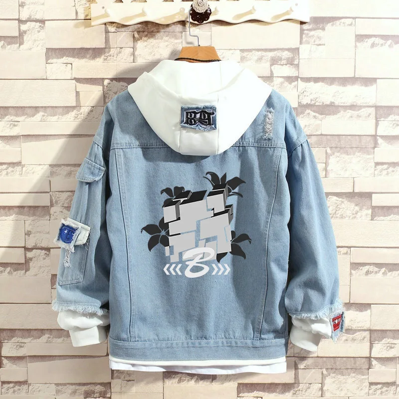 Game Nier: Automaten Denim Jassen 2B Cosplay Kostuum Jassen Sweatshirt Cartoon Streetwear Kapmantel Hoodies Casual Mannen Unisex