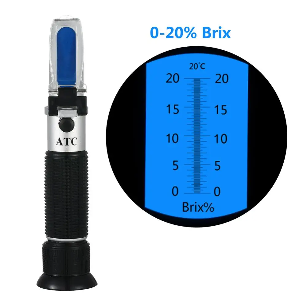 Yieryi Hand-held Brix Refractometer 0-20% Sugar Meter Refractometer Digital Sugar Testing Tool for Honey,food,fruit Juice