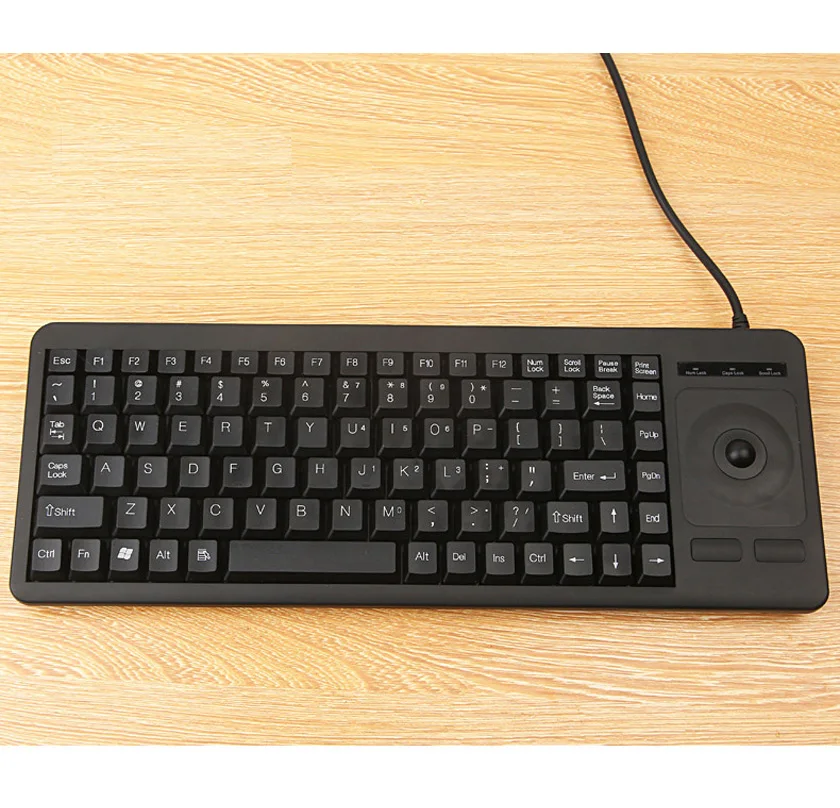 Teclado industrial com trackball mouse ou toque almofada com fio usb cabo 1.5m à prova de água preto 88key usb teclado teclado preto