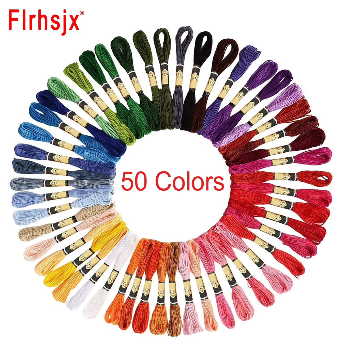 50 Colors Embroidery Thread Polyester Cross Stitch Threads 3.14 inches Long Embroidery Floss Set for Home Sewing Accessories