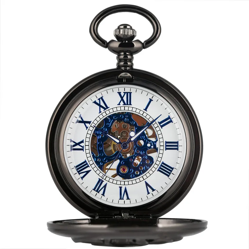 Steampunk aushöhlen Ziege Handaufzug mechanische Taschenuhr für Männer Frauen römische Ziffer Anhänger Kette Uhr Geschenk