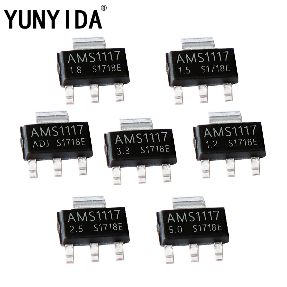 70pcs = 7 Sortes * 10pcs AMS1117 Kit AMS1117-ADJ AMS1117-5.0V AMS1117-3.3V AMS1117-2.5V AMS1117-1.8V AMS1117-1.5V AMS1117-1.2V