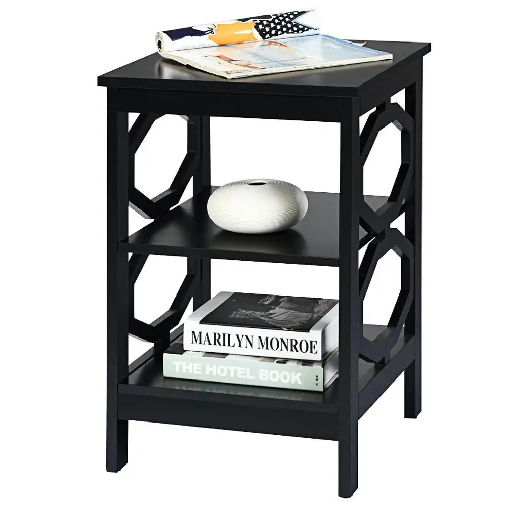 3-tier Nightstand Sofa Side End Accent Table Storage Display Shelf HW65690