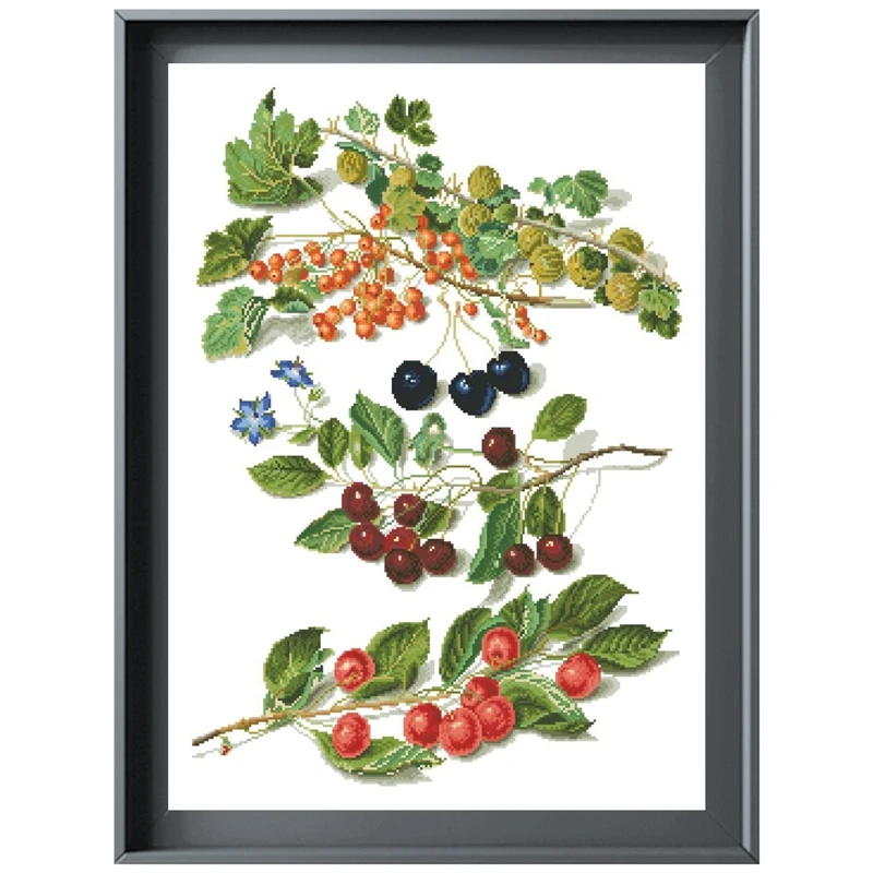 Berries cross stitch kit flower fruit aida fabric 18ct 14ct 11ct unprint canvas cotton thread embroidery kits DIY