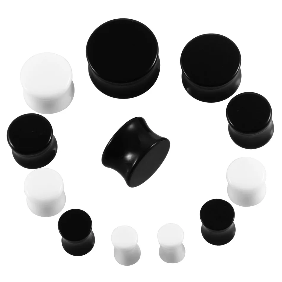 1Pair 3mm-30mm Ear Gauges Pircing Punk Black White Tunnel Plugs Dilataciones Oreja Expander Stretcher Percing Body Jewelry