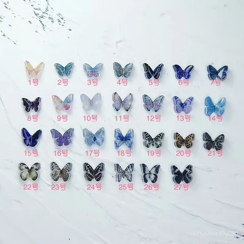 5 pcs Acrylic simulation 3D butterfly nail art decorations Delicate handmade nail art butterfly nail art ornament nail supplies