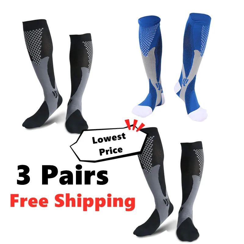 3/6/7 Pairs Running Compression Stockings 20-30 Mmhg Men Women Sports Socks Fly Marathon Cycling Football Varicose Veins Edema