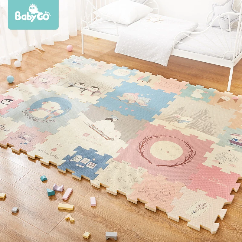 Babygo-Baby Puzzle Play Mat, Espuma XPE, Impermeável, Espessado, Almofada de Crawling para Crianças, Sala de Estar, 82x82x2cm, 9Pcs