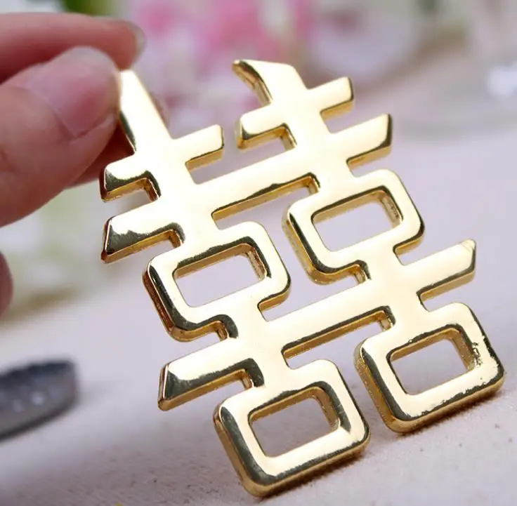 Hot sell 100pcs Chinese Asian themed double happiness bottle opener Wedding Party Favors Wedding giveaways ni279