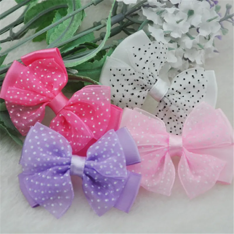 20pcs Organza Ribbon Flowers Bows Mini Dots DIY/Wedding/Applique Craft A53