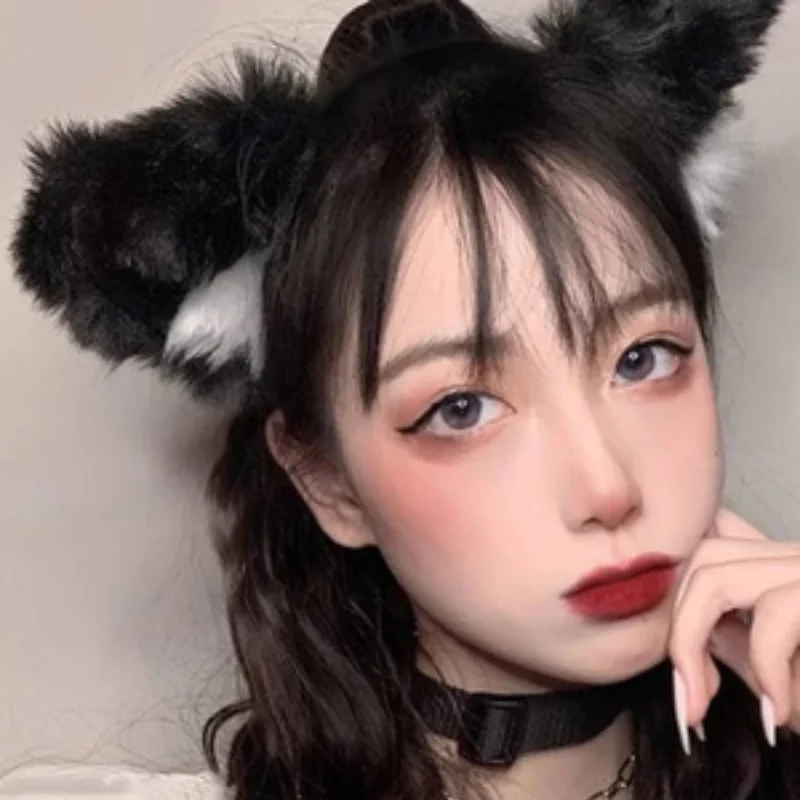 Women Cute Furry Animal Cat Ears Headband Lolita Kawaii Anime Hair Band Hoop Halloween Cosplay Party Fancy Headpiece for Girls