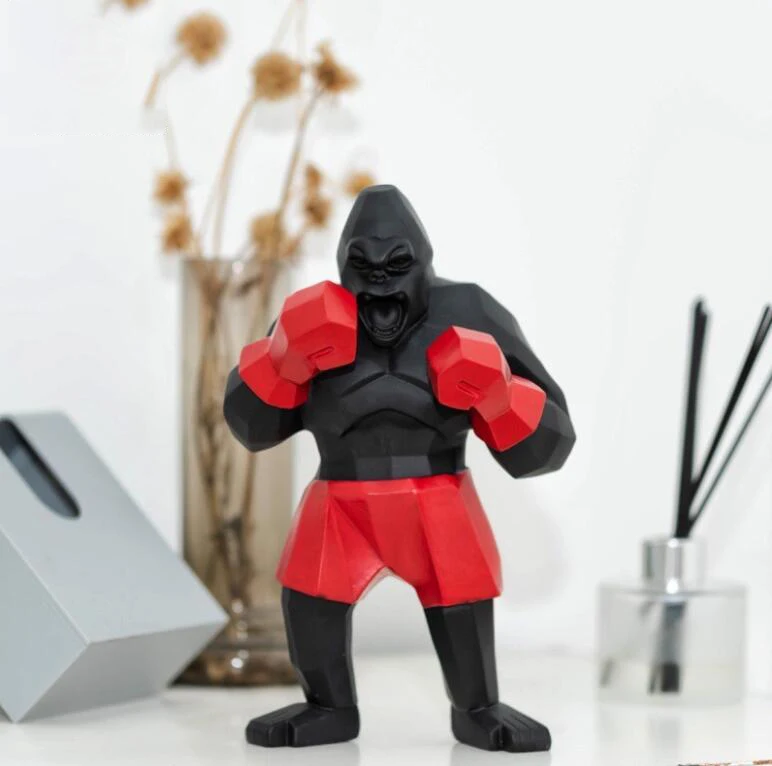 

Modern Boxing King Kong Resin Gorilla Accessories Home Bedroom Desktop Sculpture Decor Office Club Furnishing Crafts Boys GIfts