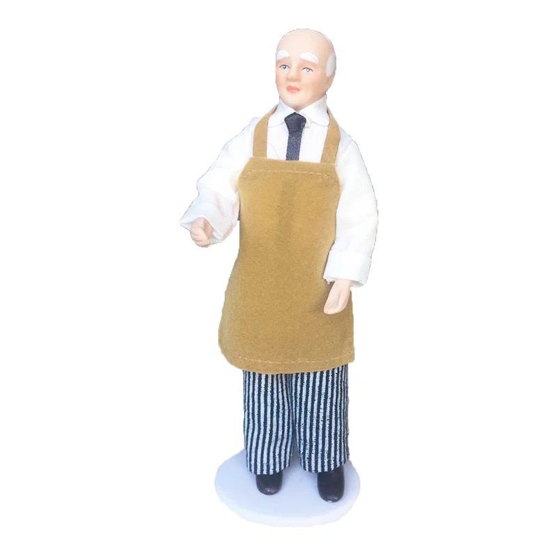 Dollhouse Miniature Mini Dolls With Stand For 1/12 Doll House Accessories Housemaid Chef Old Man Servant Mold Toys For Children