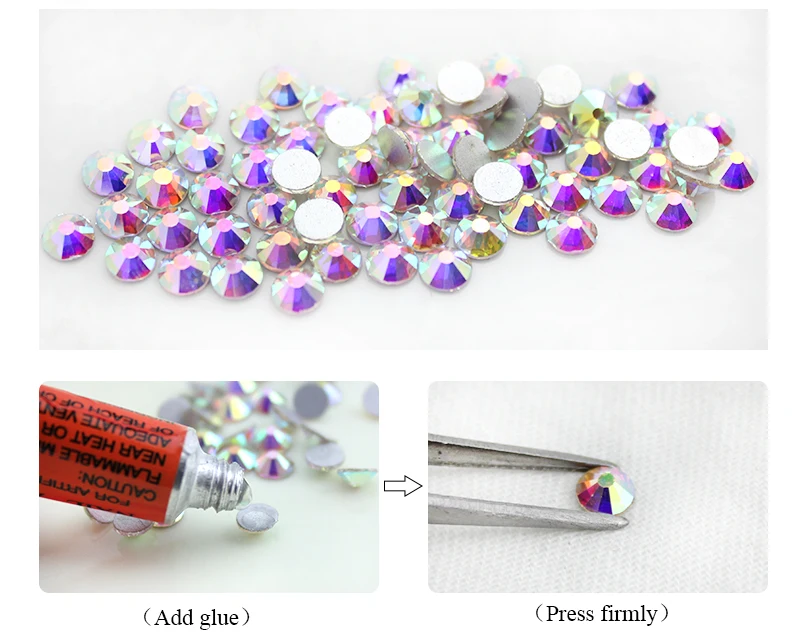 QIAO Glitzer-Strasssteine Crystal AB SS3-SS50, nicht heißklebend, flache Rückseite, Strass zum Nähen & für Textilien, Kleidung, Nagelkunst. – Detail 9