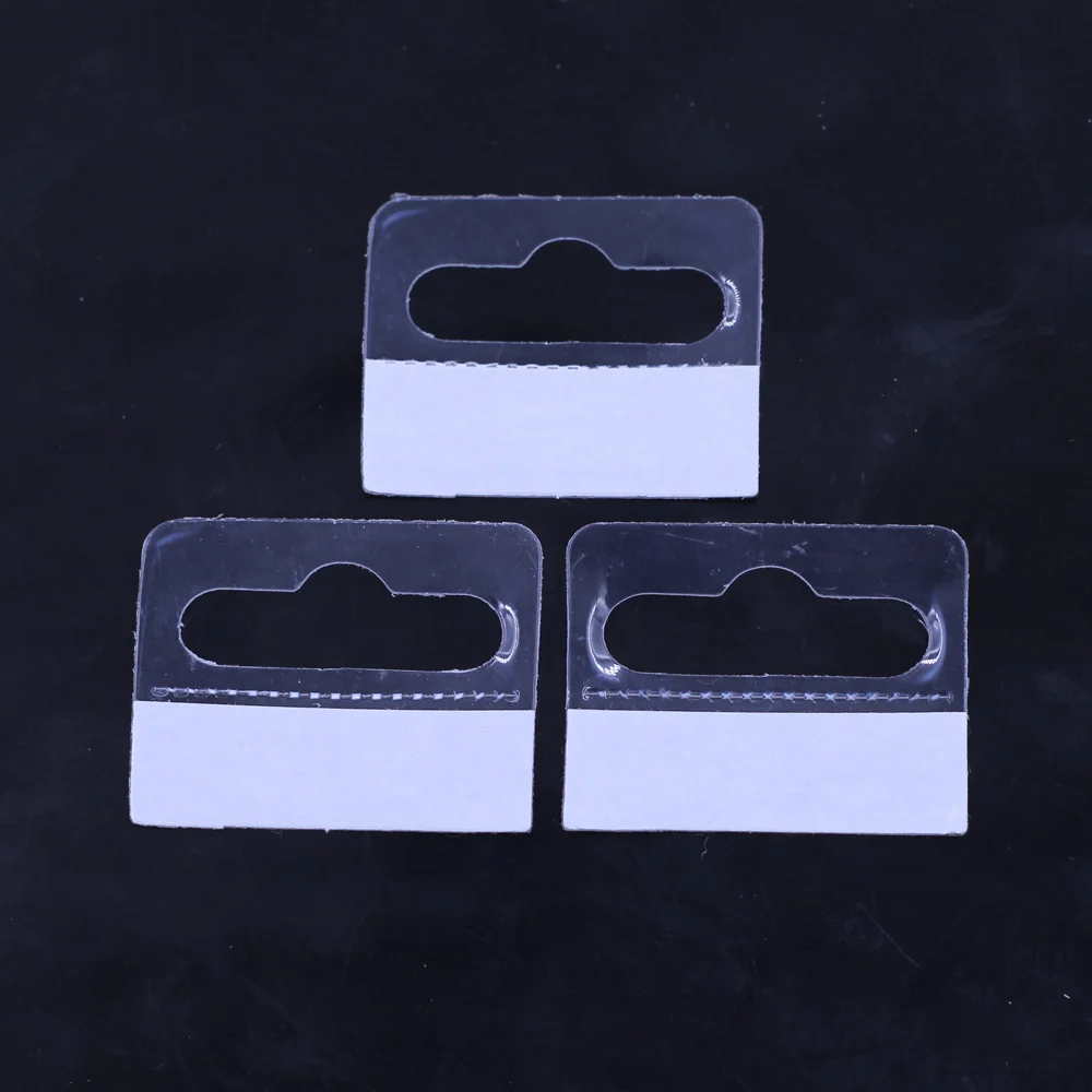 50Pcs Packaging Display Cards Tags Hanging With Adhesive Pasteable Parper PVC Transparent In Jewelry Findings 4.1cm