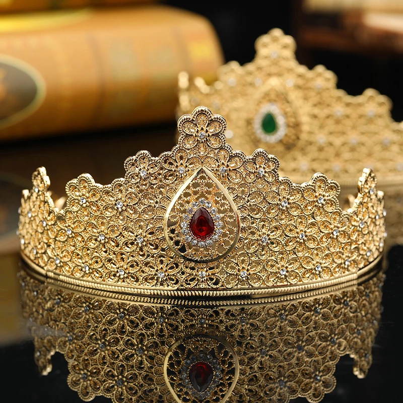 

Luxury Moroccan Bridal Crown With Hollow Design Woman Head Decoration Jewelry For Wedding