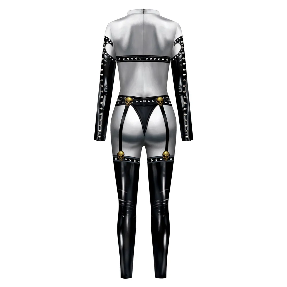 FCCEXIO-Macacão Impresso Anime Lady Death para Mulheres, Carnaval, Festa Fantasia, Traje Cosplay, Bodysuit, Adultos, Roupas Onesie Fitness