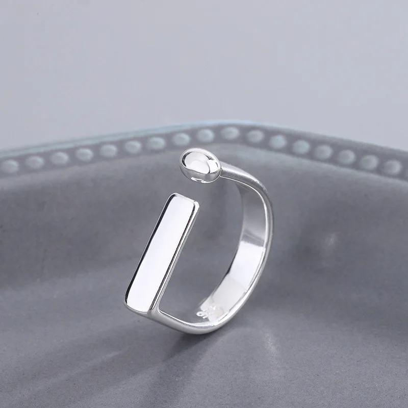 VENTFILLE 925 Sterling Silver New Arrival Punk Style Glossy Letter D Geometric Ring For Fashion Girl Party Traveler Jewelry