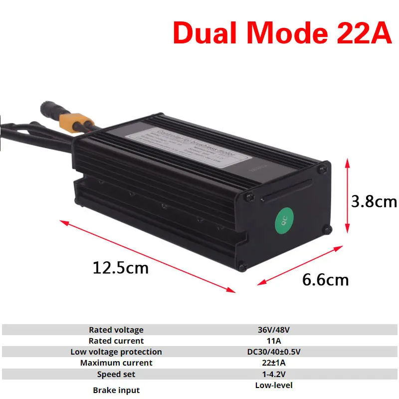 KT Electric Bicycle Controller, Ebike Controller, Waterproof Connector, Dual Mode, Compatible, 500W, 22A, 250W, 14A, 36V, 48V