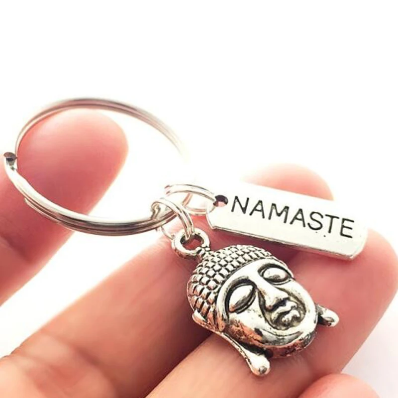 Namaste Buddha Keychain, Buddhist Accessories, Inspirational Gifts, Mindful Gift, Yoga Teacher Keychain, Meditation, Spiritual