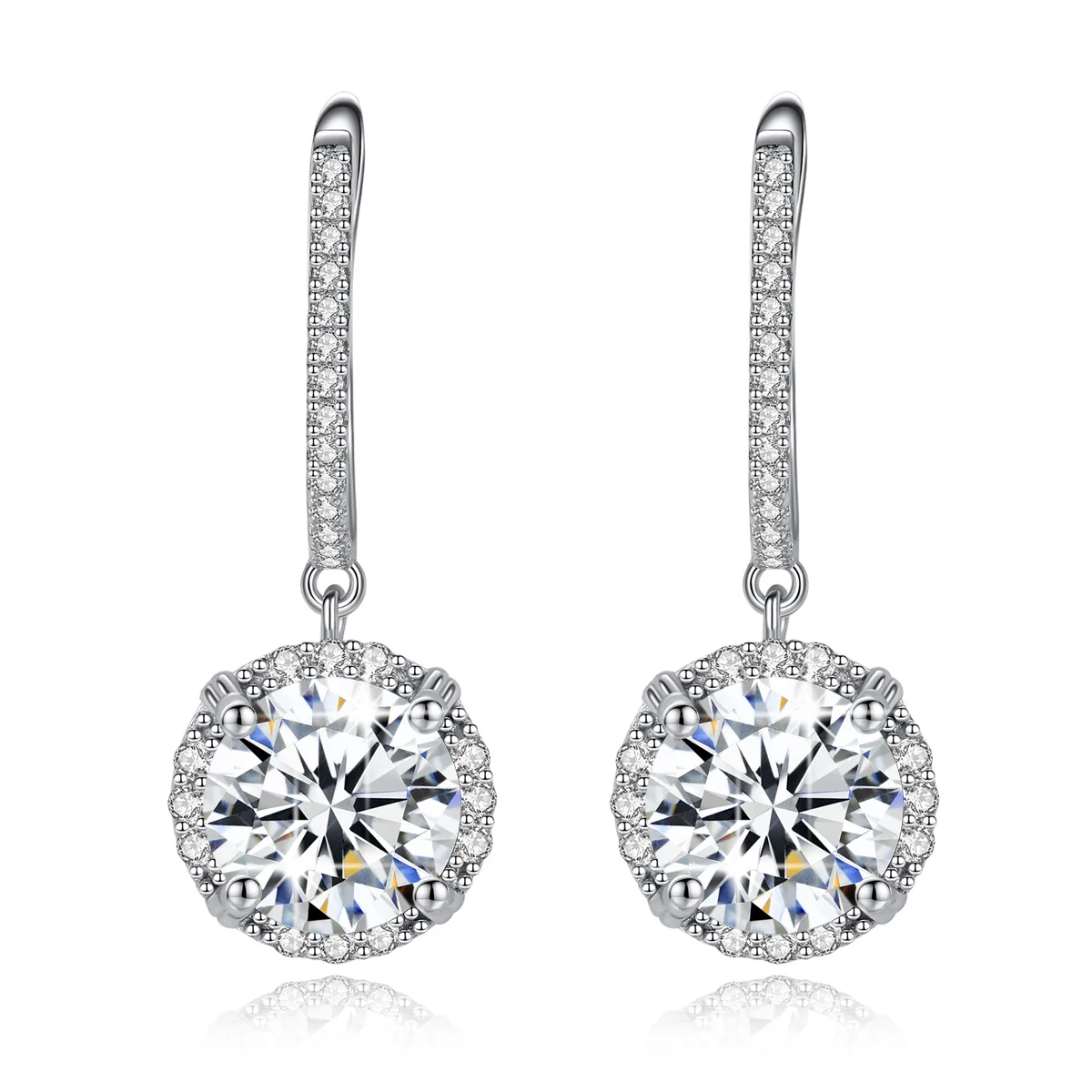 Certified 4 Carats 8mm Moissanite Diamond Earrings For Women 100% 925 Sterling Silver Rhodium Plating Wedding Jewelry 2024 Trend