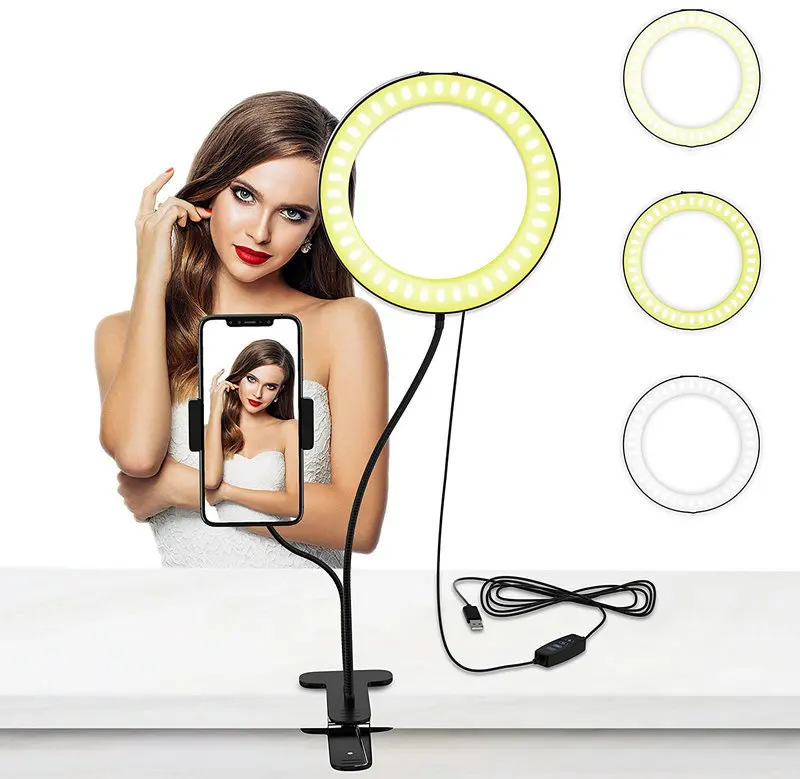 Large size 20CM Selfie Led Fill Ring Light Clip-on Stand Youtube Vedio Live Stream Makeup Studio photography Beauty Lighting 8