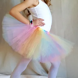 Girls Pastel Tutu Skirts Kids Ballet Dance Tulle Pettiskirt Underskirt Tutus Children Birthday Party Banquet Costume Skirt Cloth